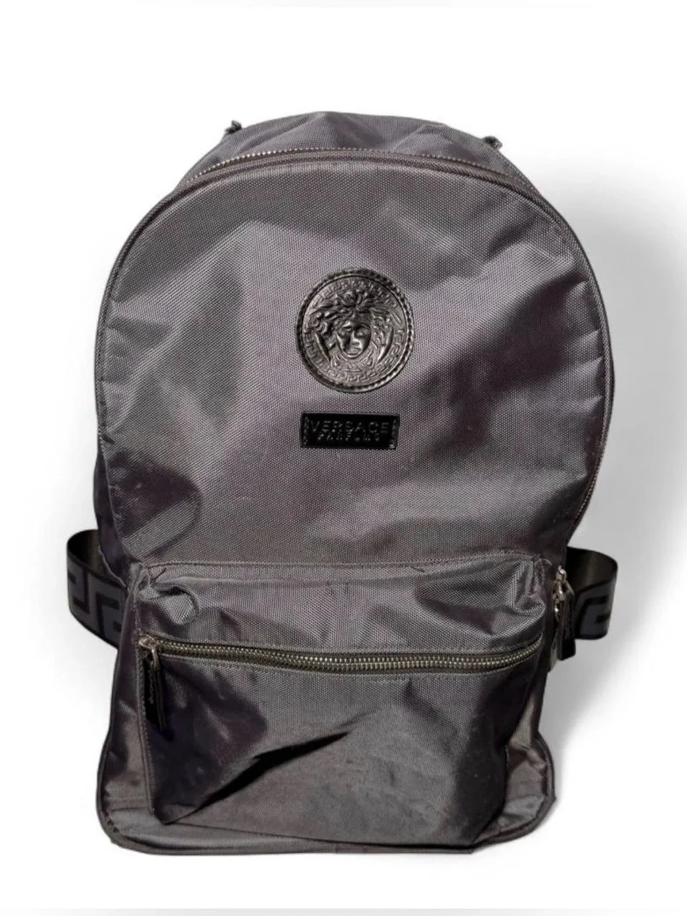 Versace Parfums Gray Medusa Nylon Backpack